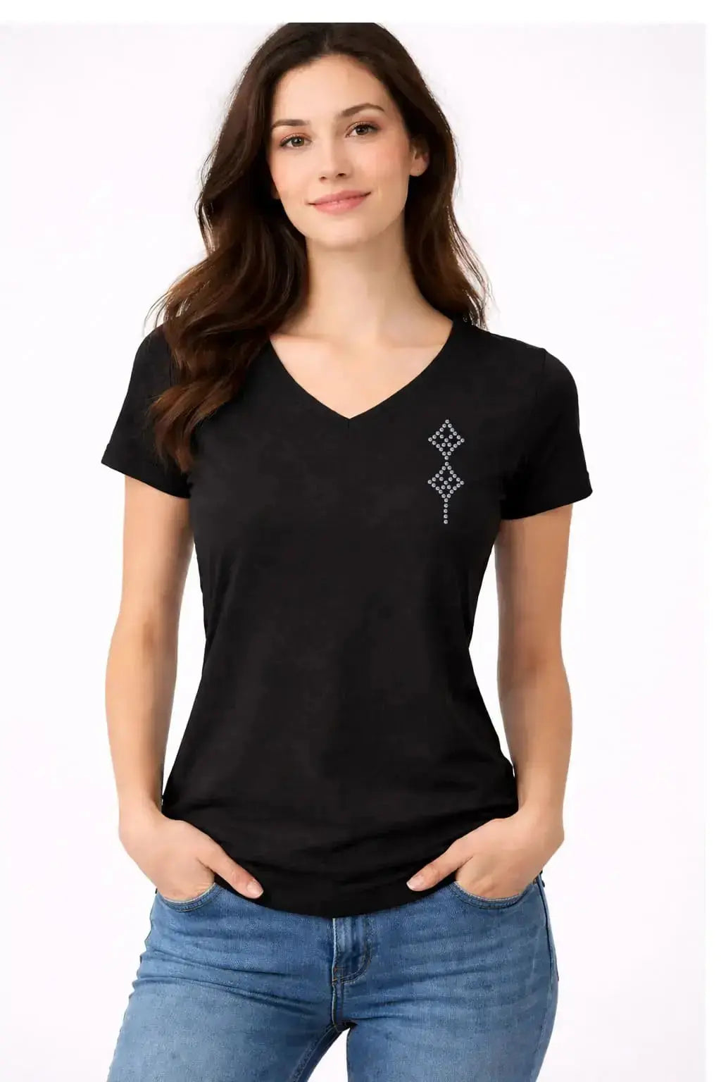 T-shirt femme strass LOSANGE - T Shirts et plus