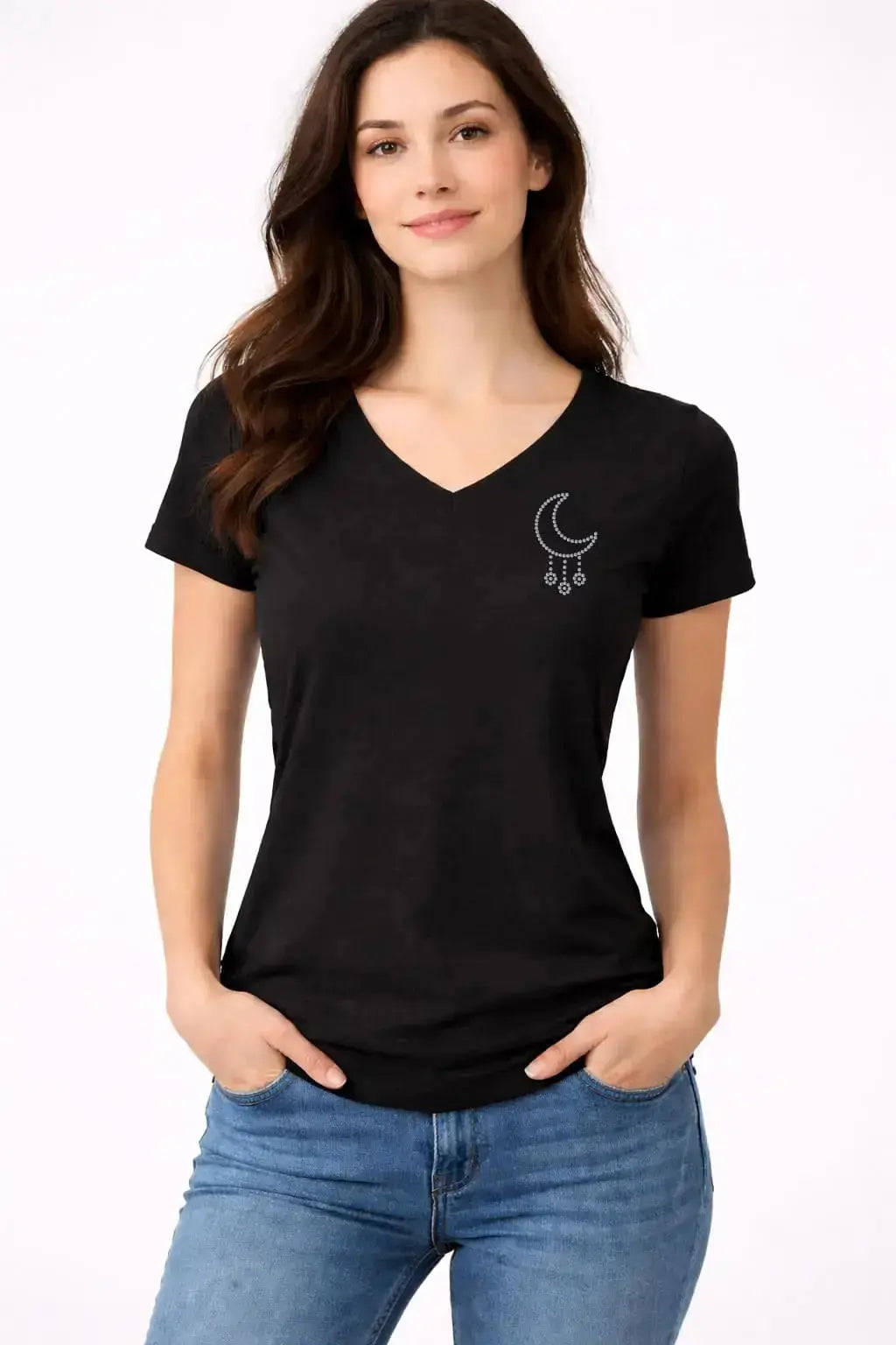 T-shirt femme Lune strass - T Shirts et plus