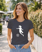 T-shirt graphique femme football gris foncé