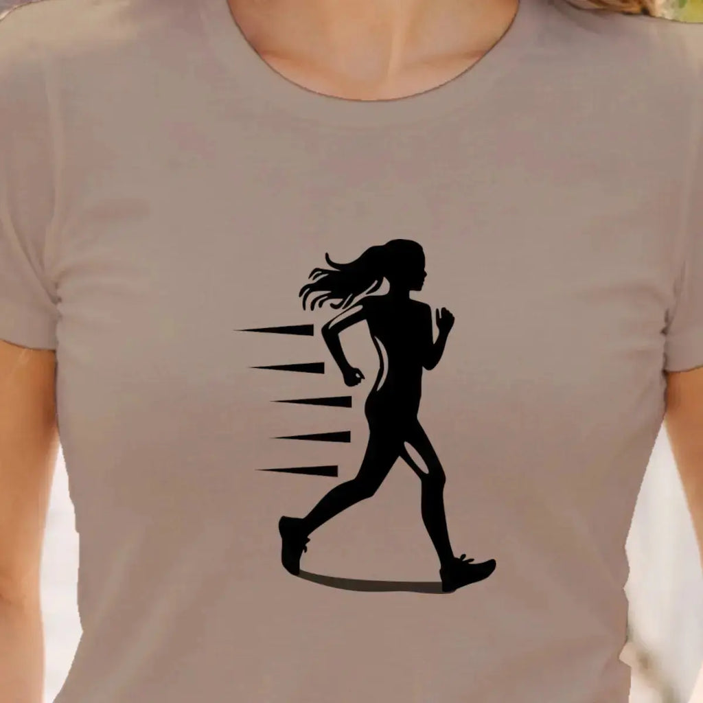 T-shirt graphique femme running libre détail noir vue rapprochée T shirts et plus