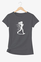 T-shirt graphique femme running libre vinyle blanc vue à plat T shirts et plus
