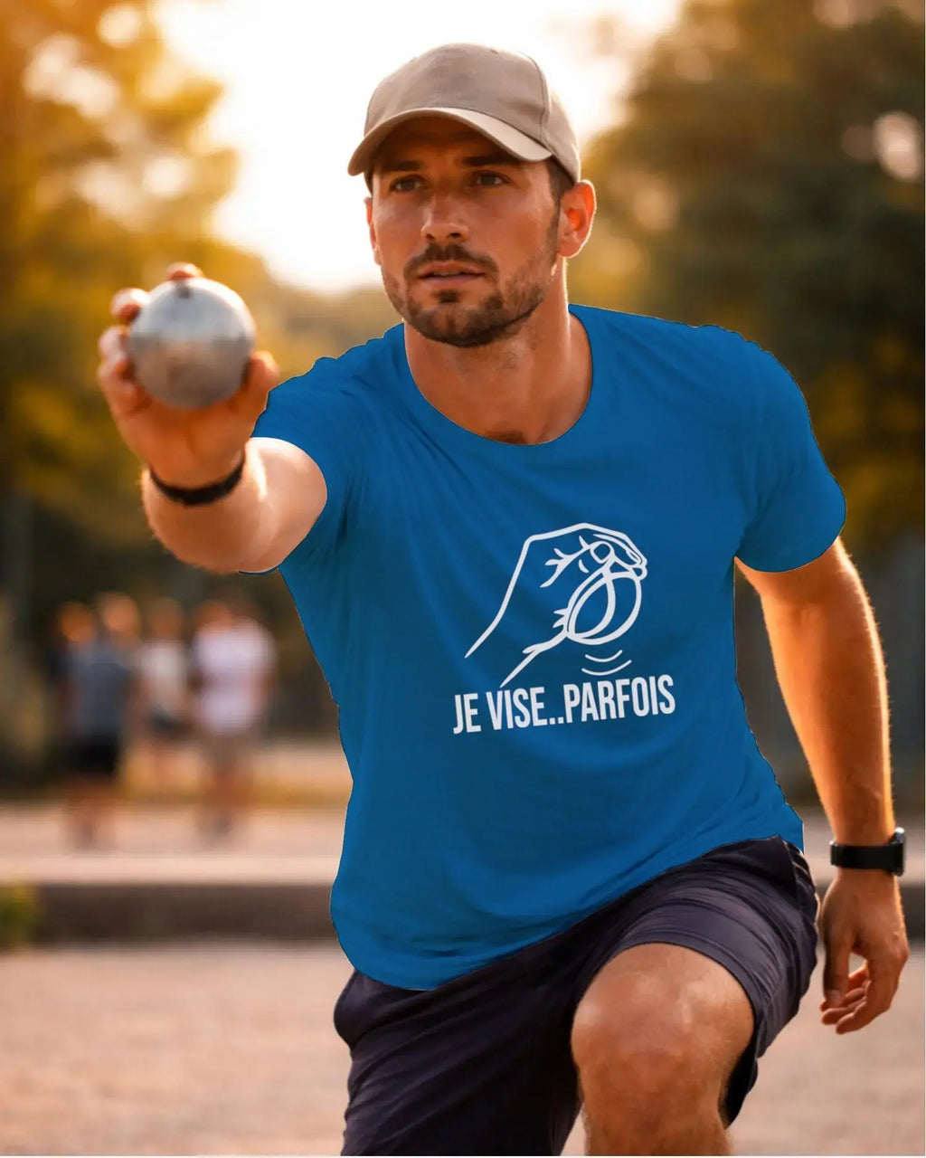 t-shirt pétanque homme JE VISE..PARFOIS bleu royal 