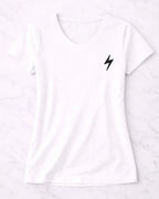 T-shirt bio femme Energy vinyle noir vue à plat T Shirts et plus