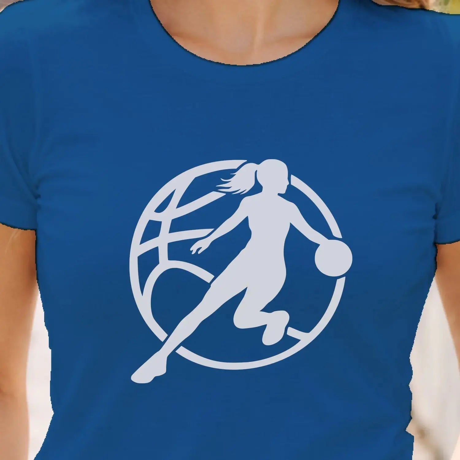 motif femme basket vinyle blanc zoom T Shirts et plus