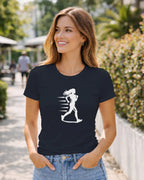 T-shirt graphique femme running libre bleu marine T shirts et plus