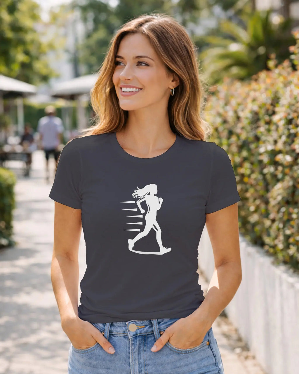 T-shirt graphique femme running libre gris foncé T shirts et plus