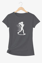 T-shirt graphique femme running libre vinyle blanc vue à plat T shirts et plus