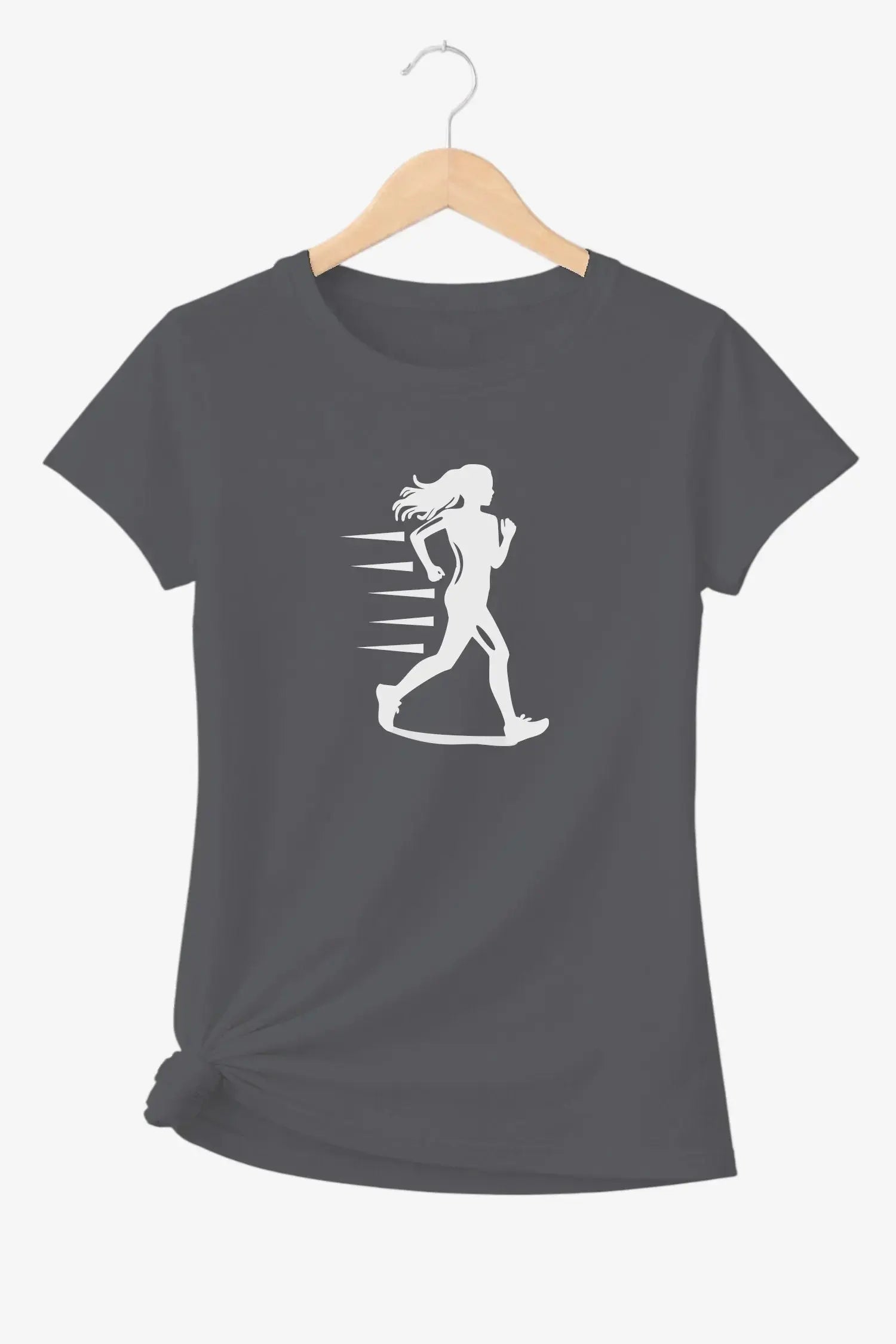 T-shirt graphique femme running libre vinyle blanc vue à plat T shirts et plus