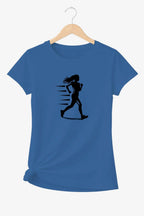 T-shirt graphique femme running libre vinyle noir vue à plat T shirts et plus