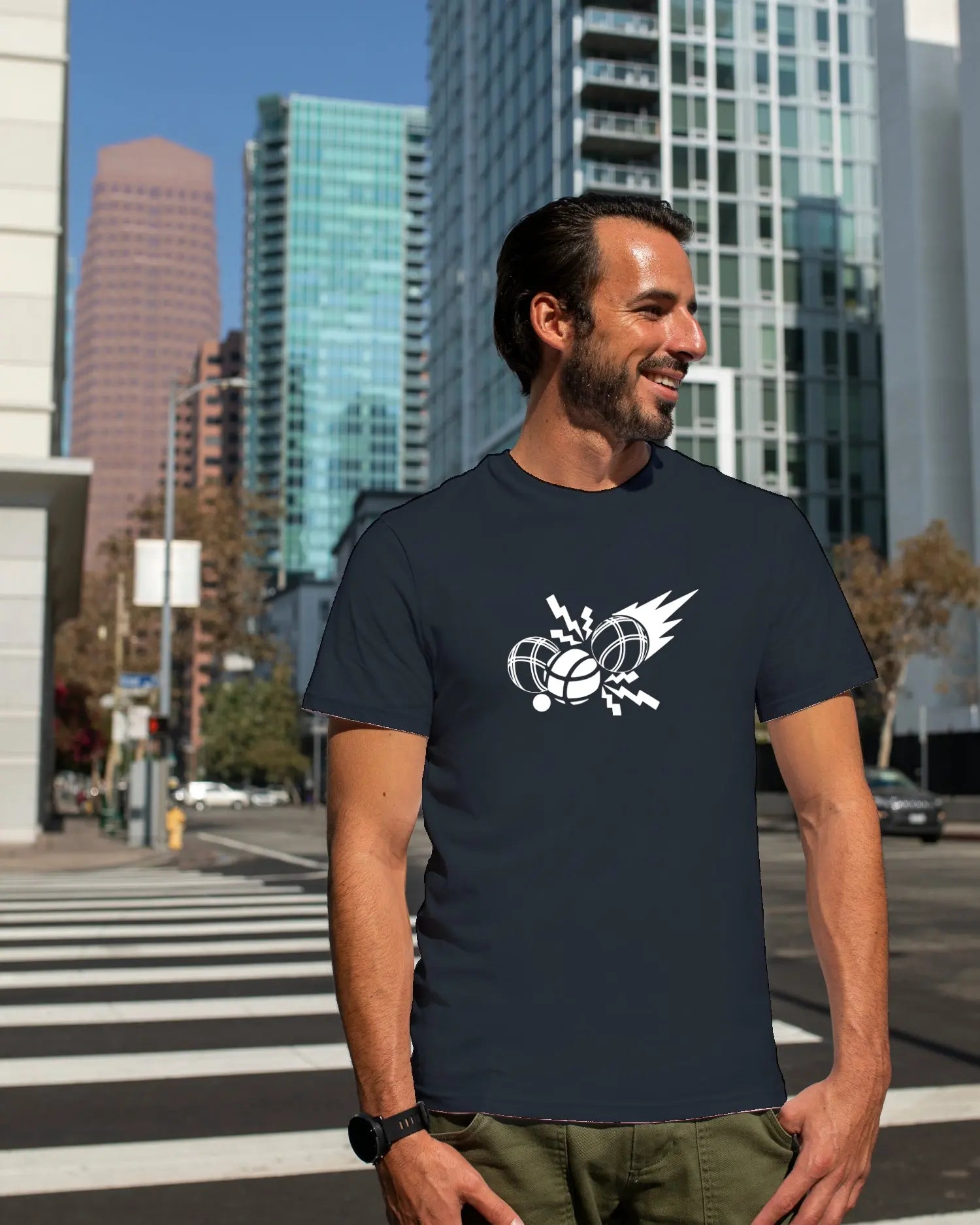 T-shirt graphique homme pétanque focus bleu marine T shirts et plus