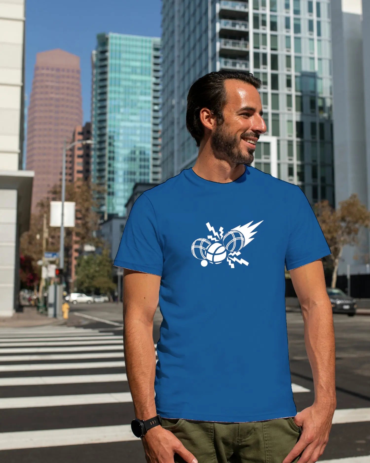 T-shirt graphique homme pétanque focus bleu royal T shirts et plus