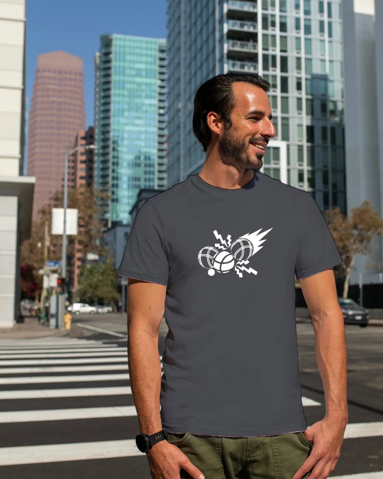 T-shirt graphique homme pétanque focus gris foncé T shirts et plus