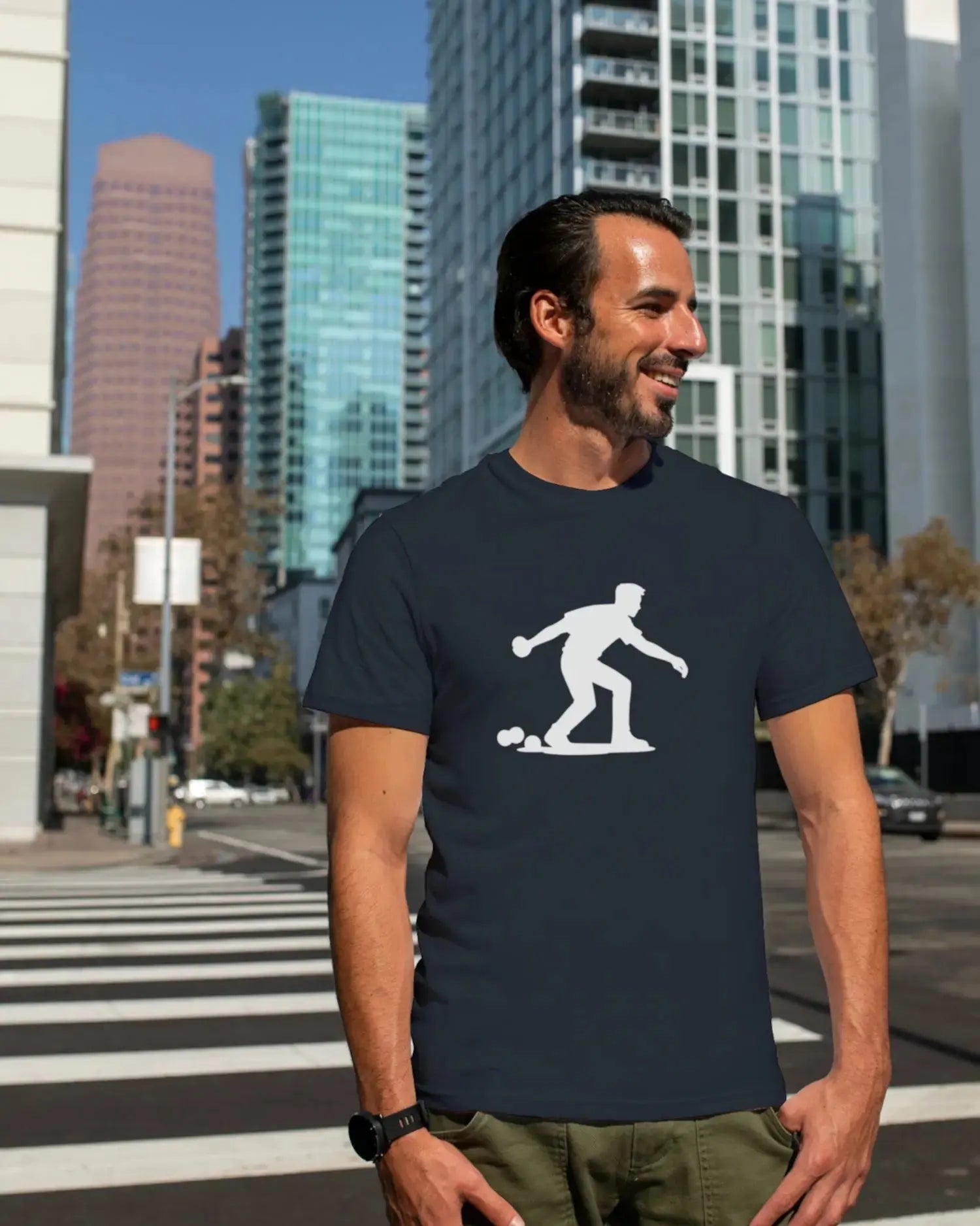 T-shirt graphique homme pétanque play bleu marine T shirts et plus