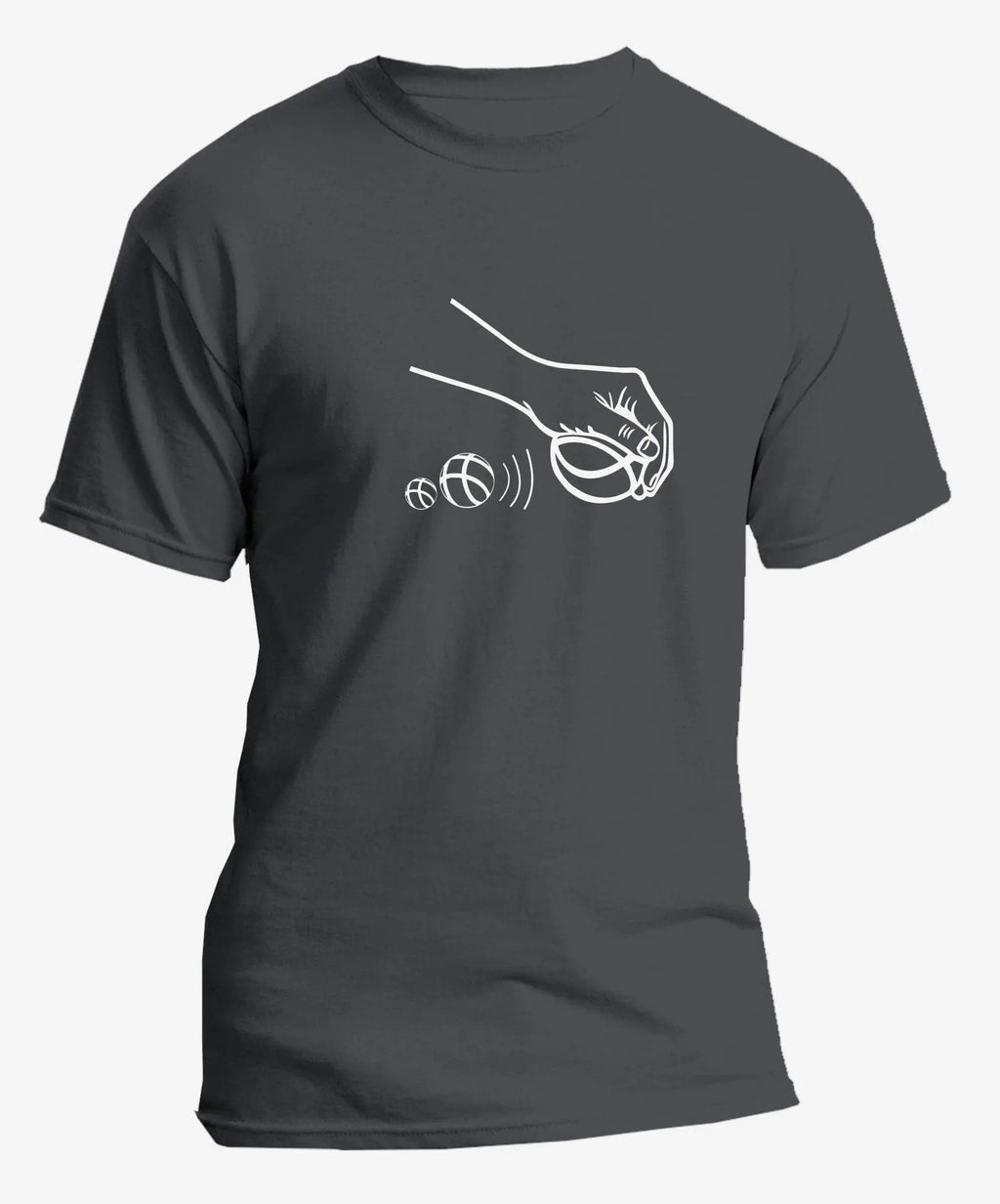 T-shirt graphique homme pétanque pointeur vinyle blanc vue à plat - T Shirts et plus