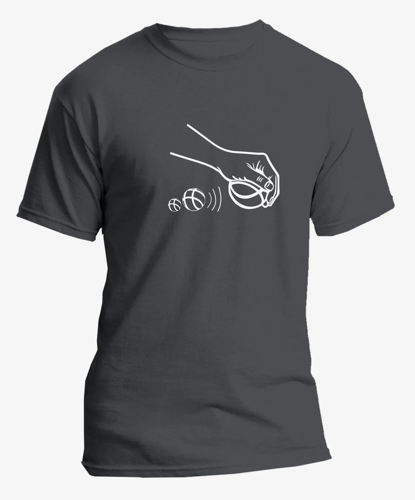 T-shirt graphique homme pétanque pointeur vinyle blanc vue à plat - T Shirts et plus