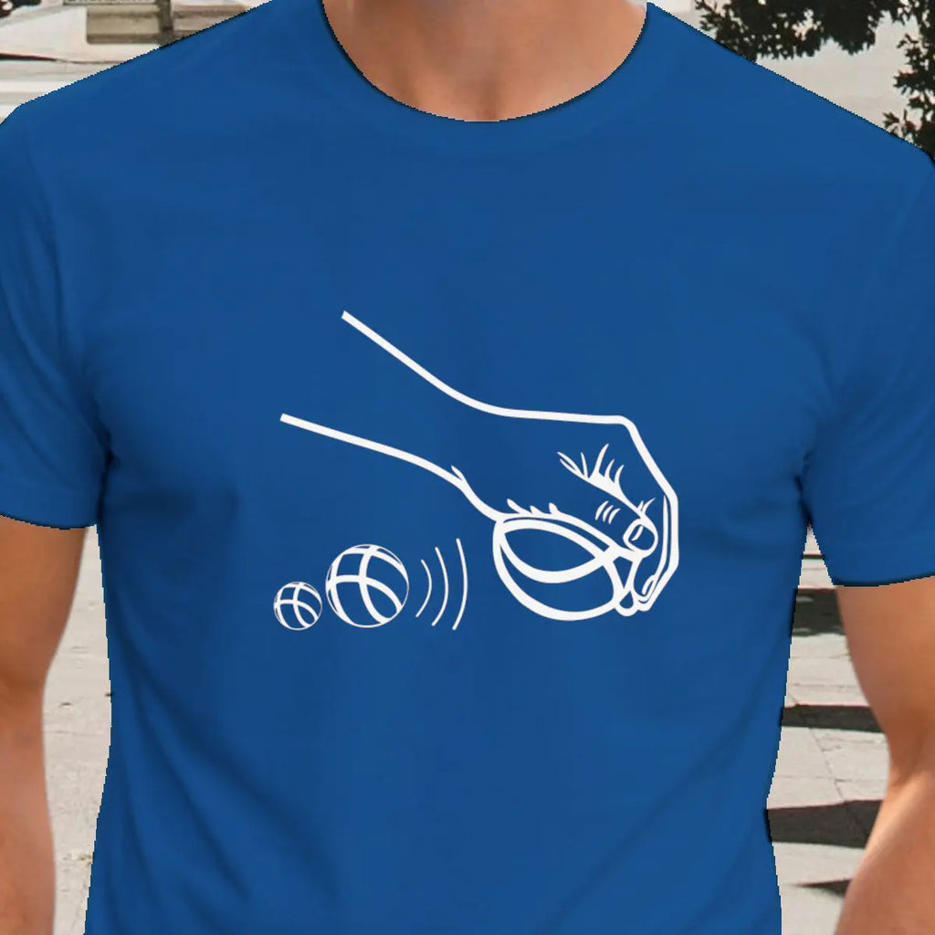 motif homme pétanque pointeur vinyle blanc zoom - T Shirts et plus