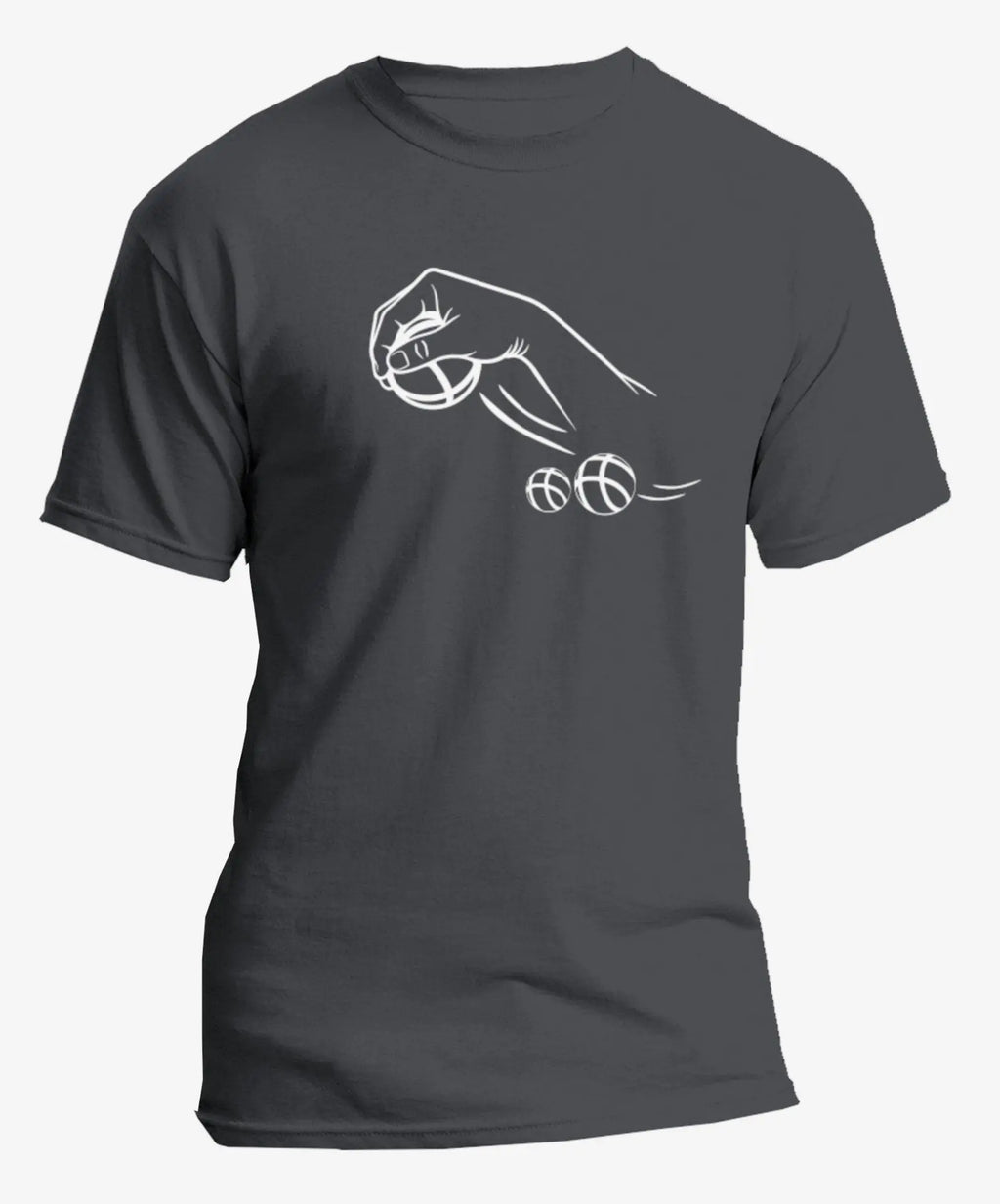 T-shirt graphique homme pétanque tireur vinyle blanc vue à plat - T Shirts et plus