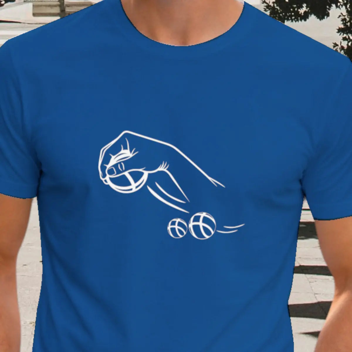 motif homme pétanque tireur vinyle blanc zoom - T Shirts et plus