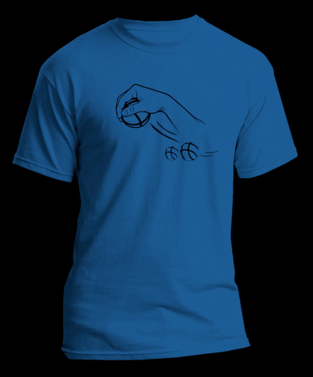 T-shirt graphique homme pétanque tireur vinyle noir vue à plat - T Shirts et plus