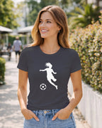 T-shirt graphique femme football gris foncé- T Shirts et plus