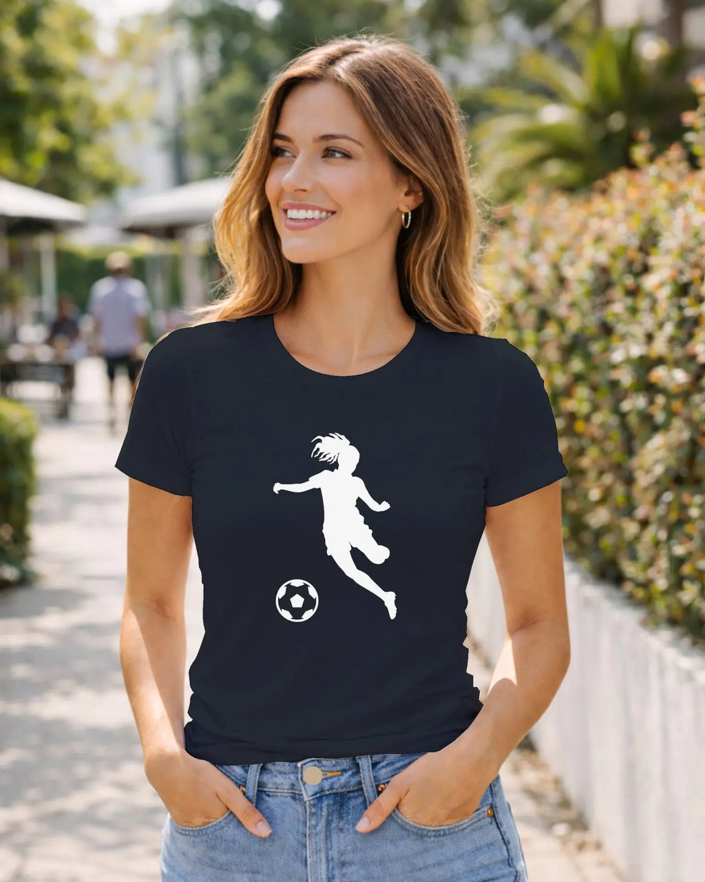 T-shirt graphique femme football bleu marine - T Shirts et plus