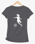 T-shirt graphique femme football vinyle blanc vue à plat - T Shirts et plus