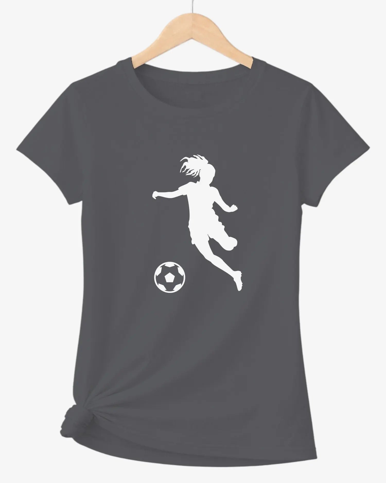 T-shirt graphique femme football vinyle blanc vue à plat - T Shirts et plus
