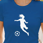 motif femme football vinyle blanc zoom - T Shirts et plus