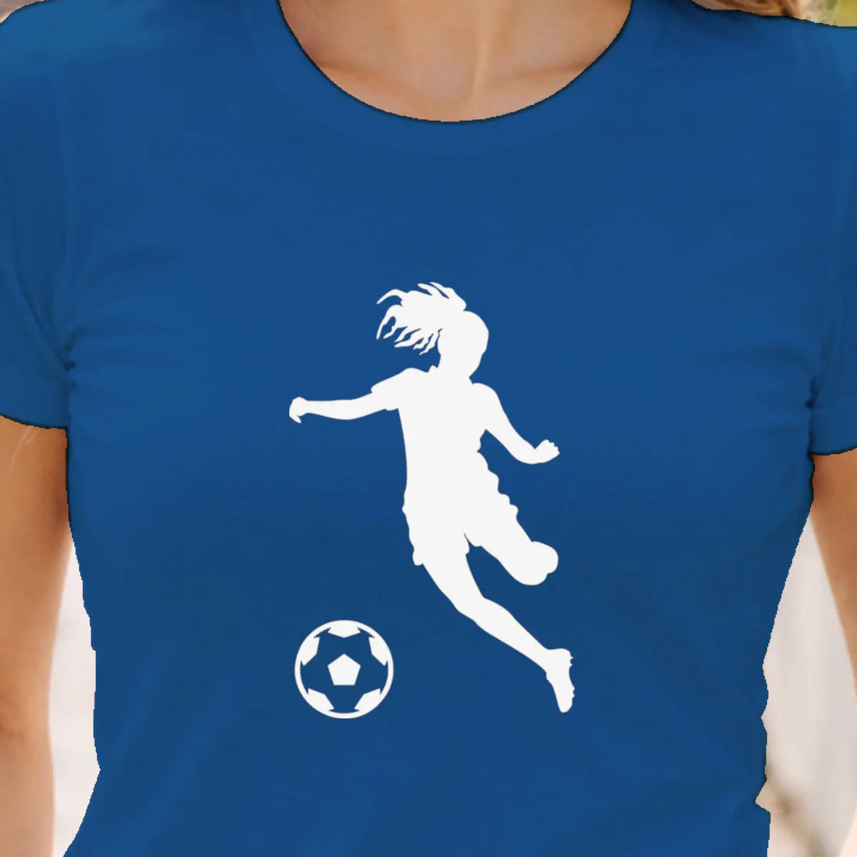 motif femme football vinyle blanc zoom - T Shirts et plus