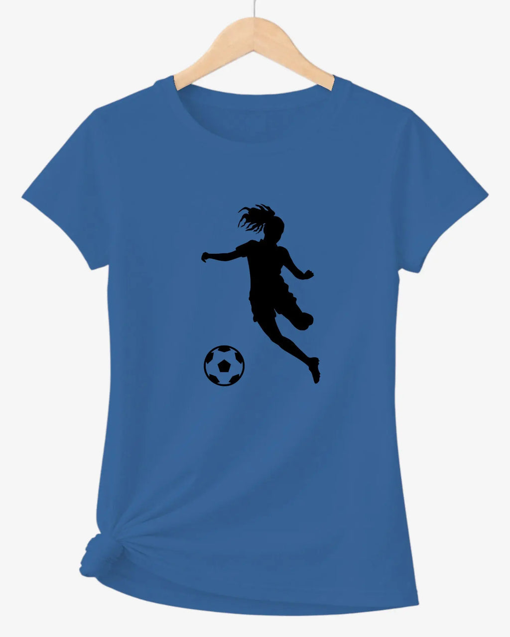 T-shirt graphique femme football vinyle noir vue à plat- T Shirts et plus