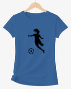 T-shirt graphique femme football vinyle noir vue à plat- T Shirts et plus