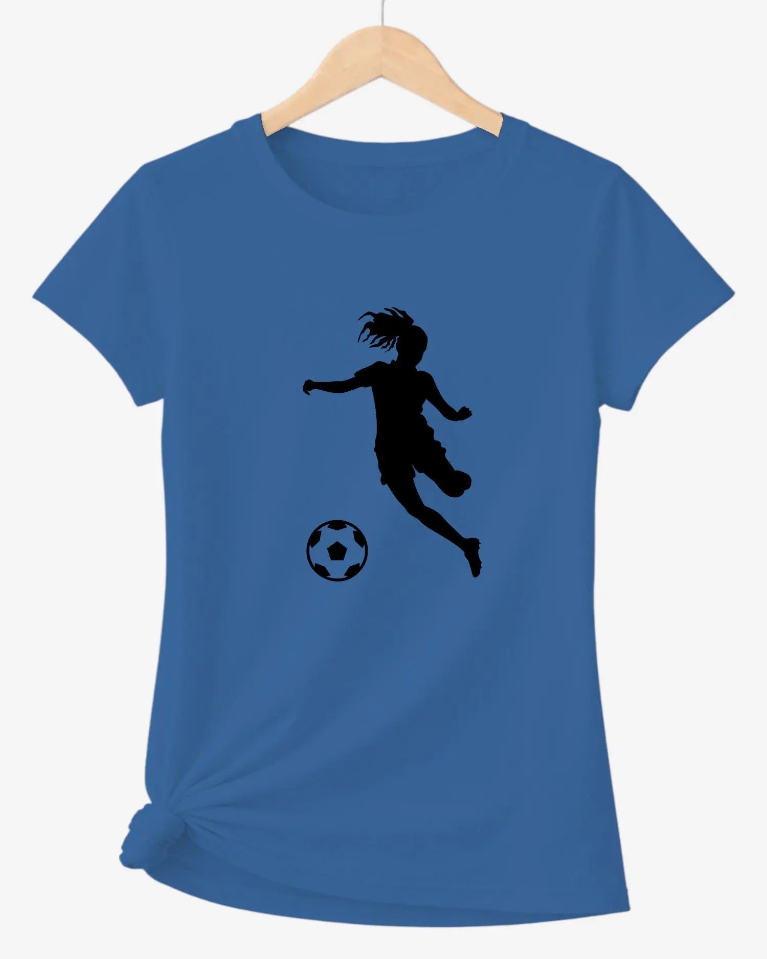 T-shirt graphique femme football vinyle noir vue à plat- T Shirts et plus