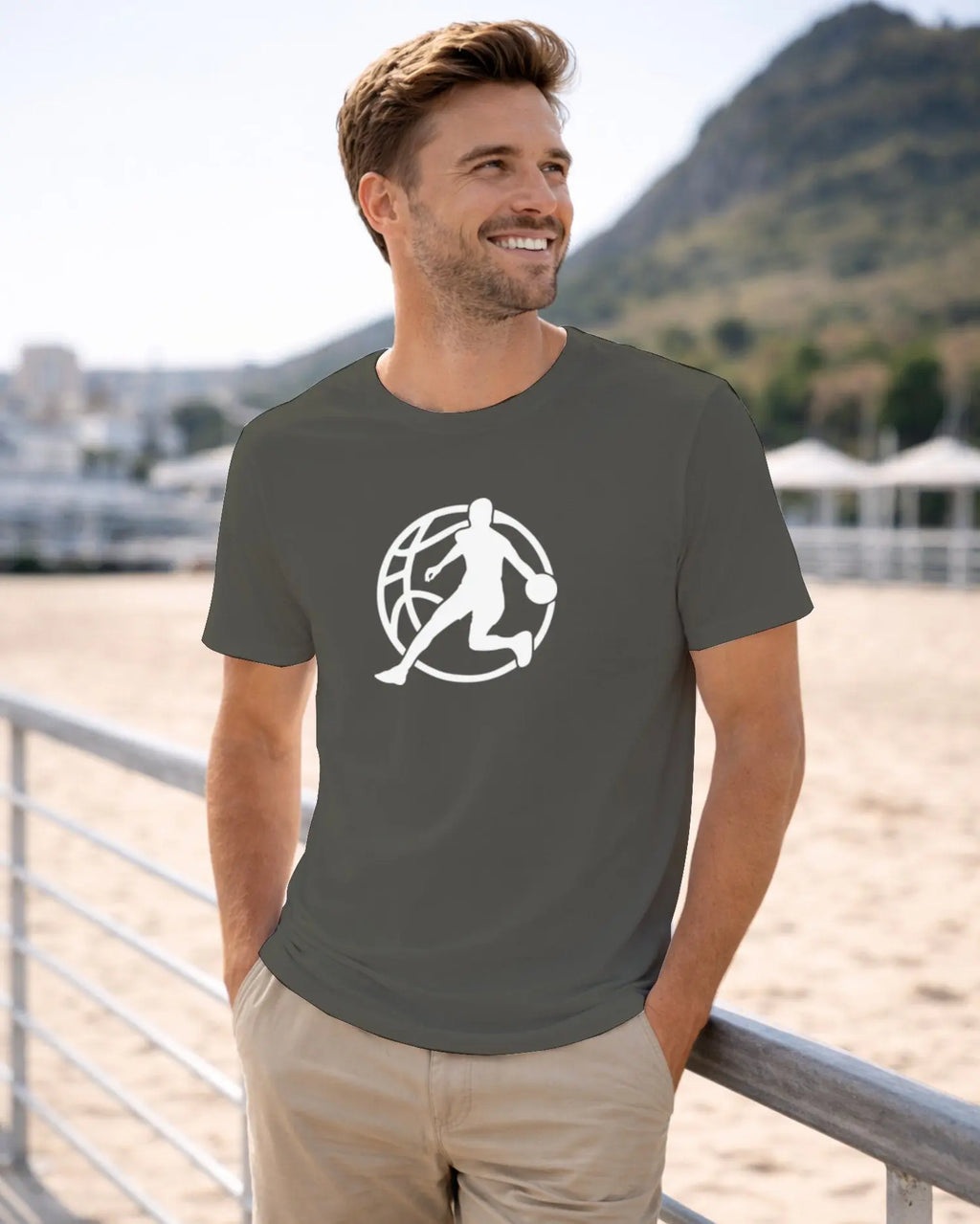 T-shirt graphique homme basket kaki 