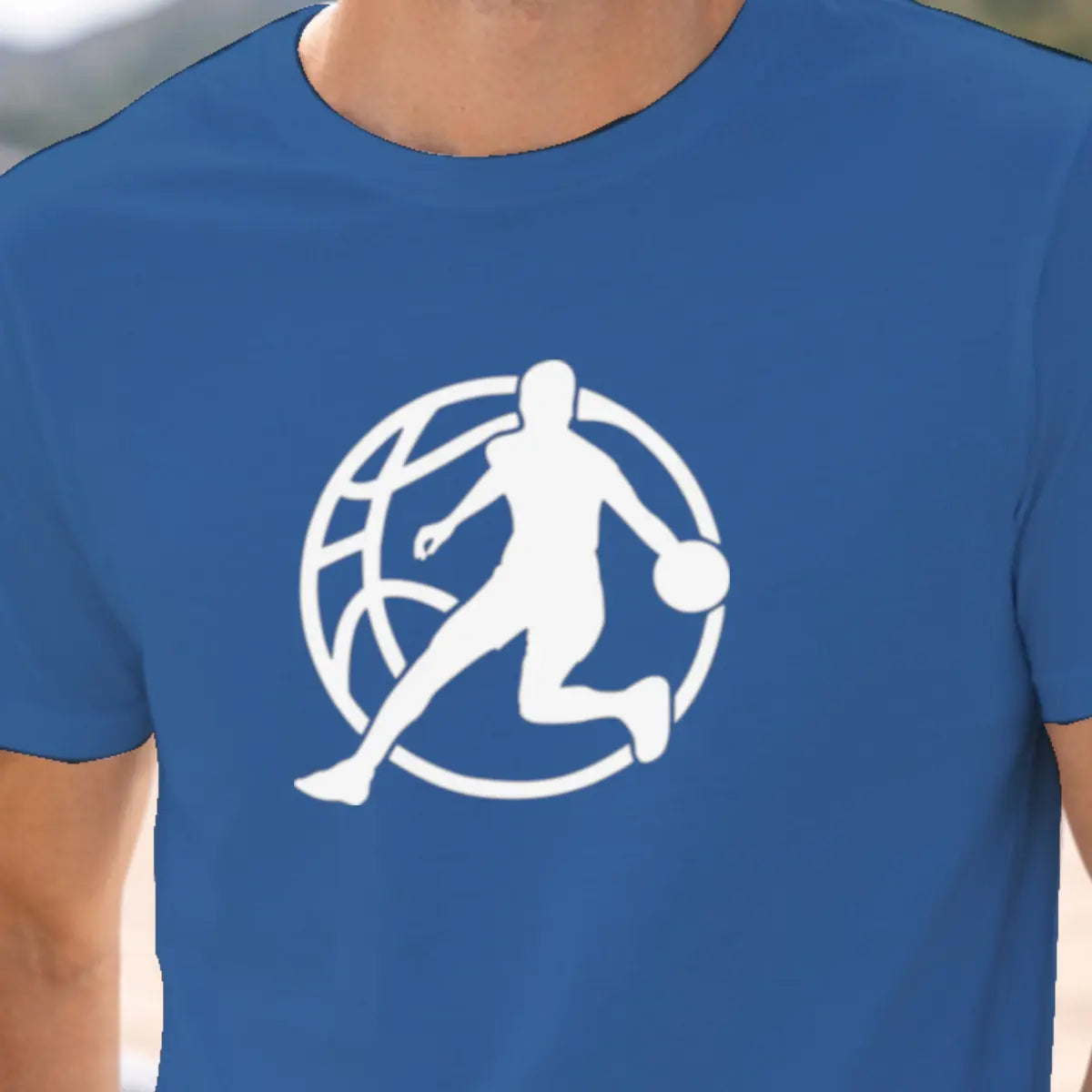 motif homme basket vinyle blanc zoom - T Shirts et plus