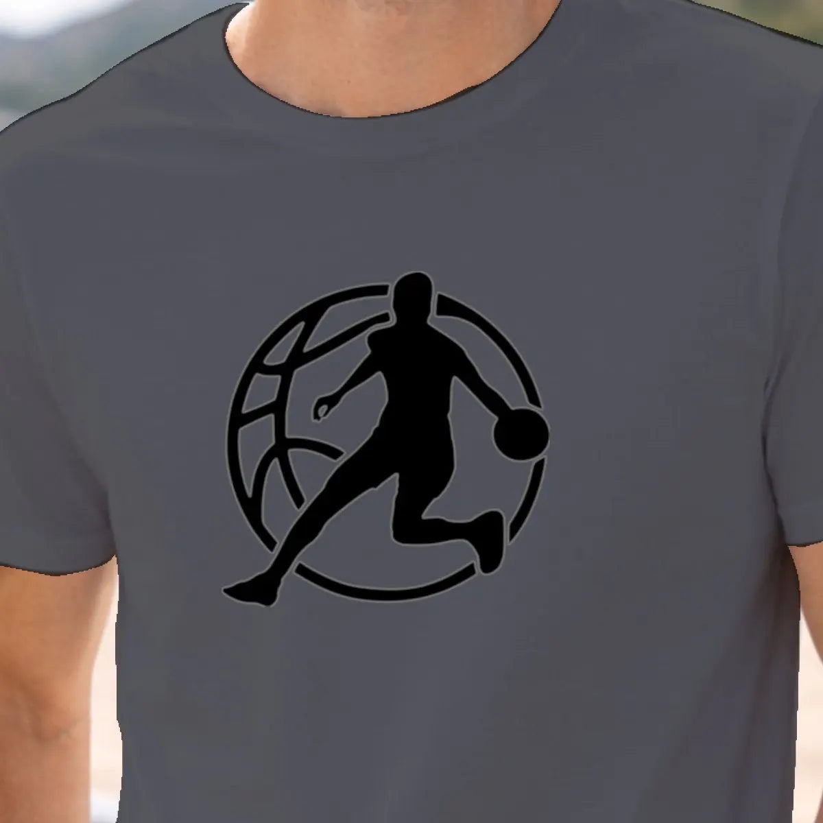 motif homme basket vinyle noir zoom - T Shirts et plus