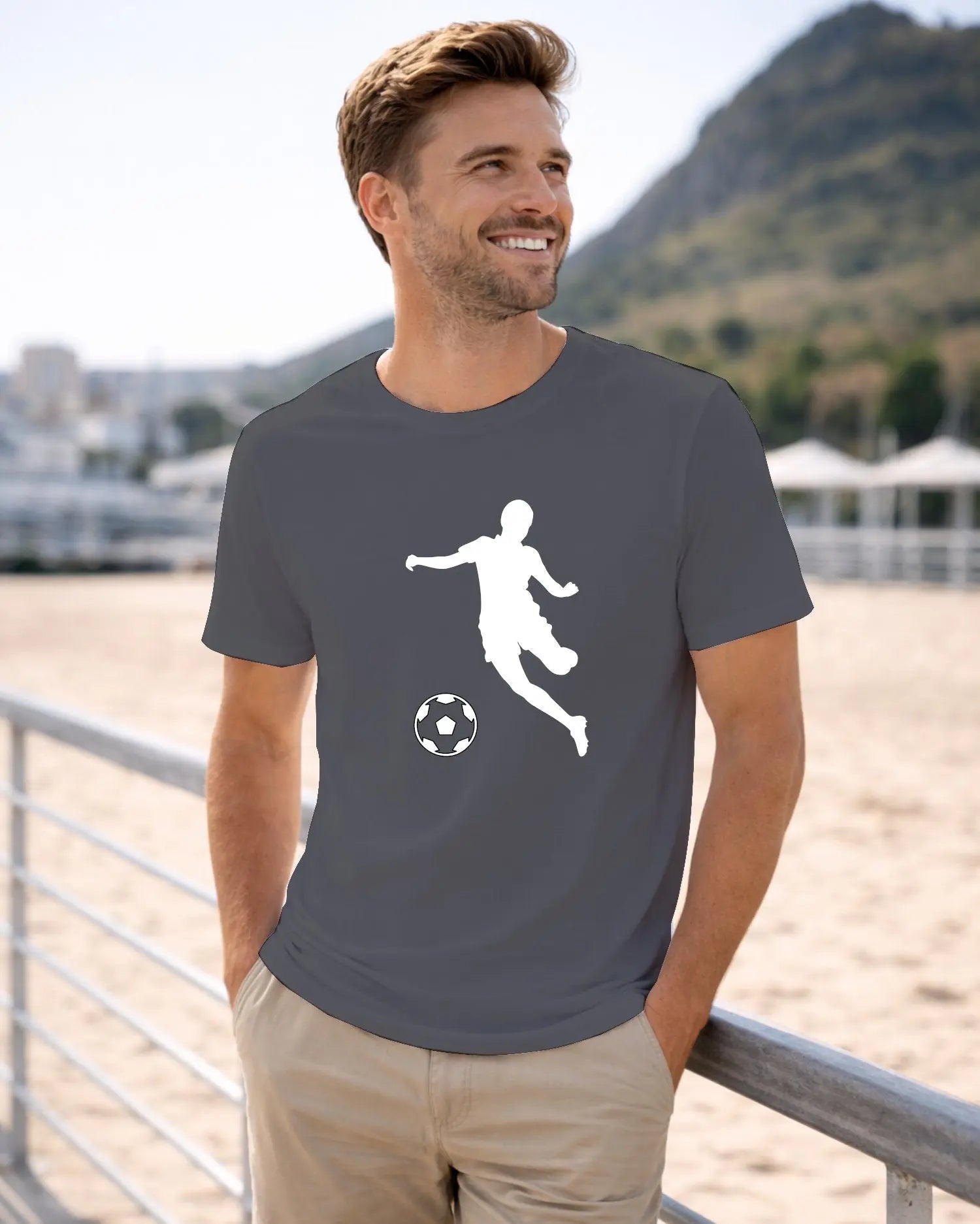 T-shirt graphique homme football gris foncé - T Shirts et plus