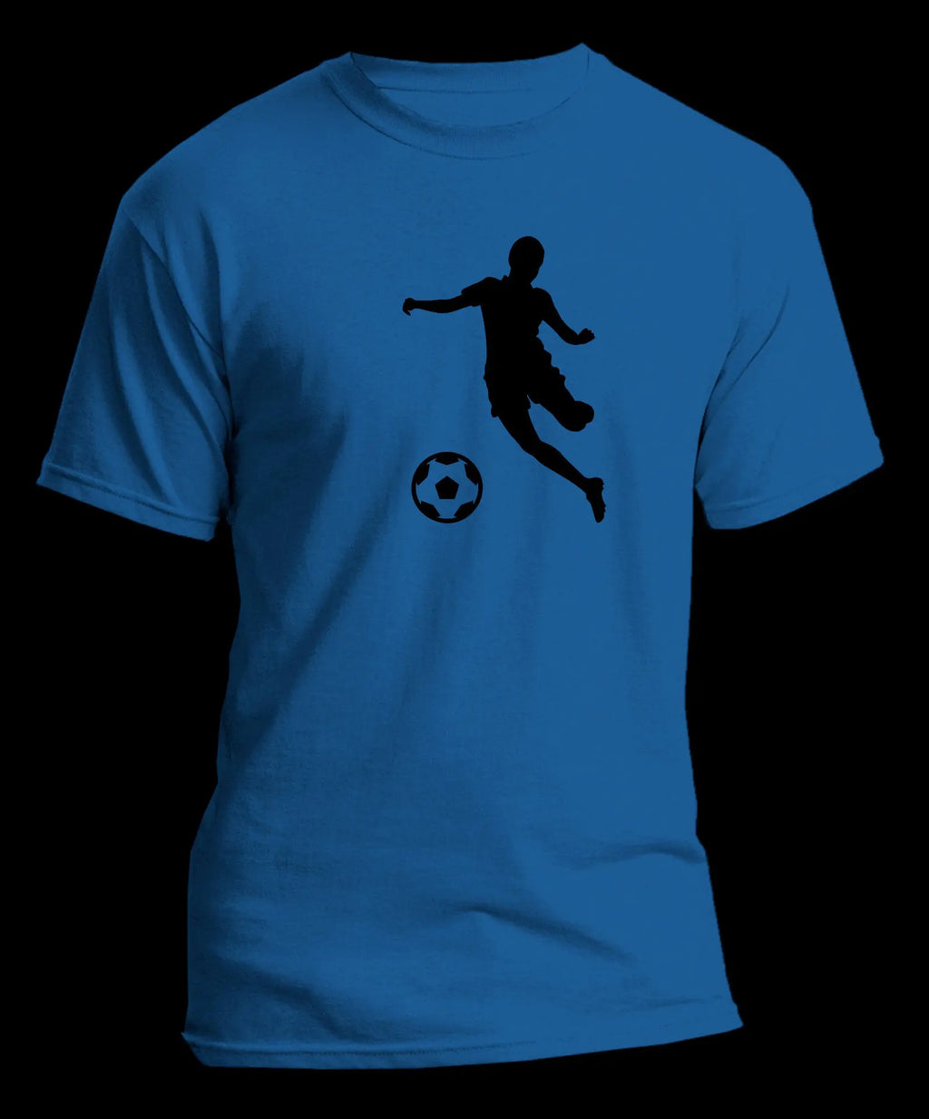 T-shirt graphique homme football vinyle noir vue à plat- T Shirts et plus