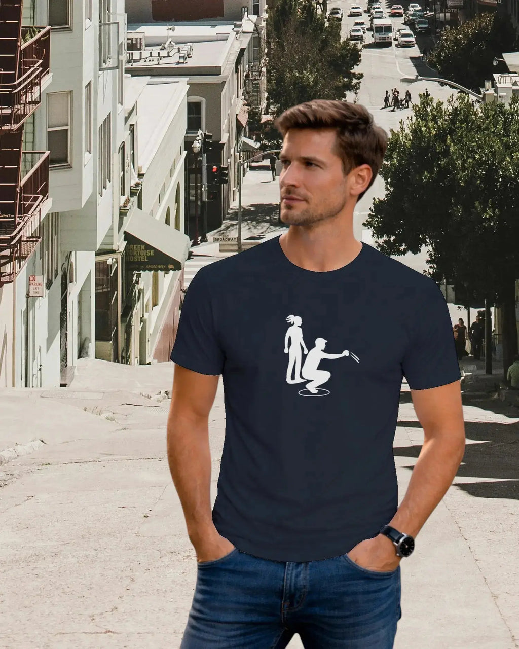T-shirt graphique homme pétanque maitrise bleu marine