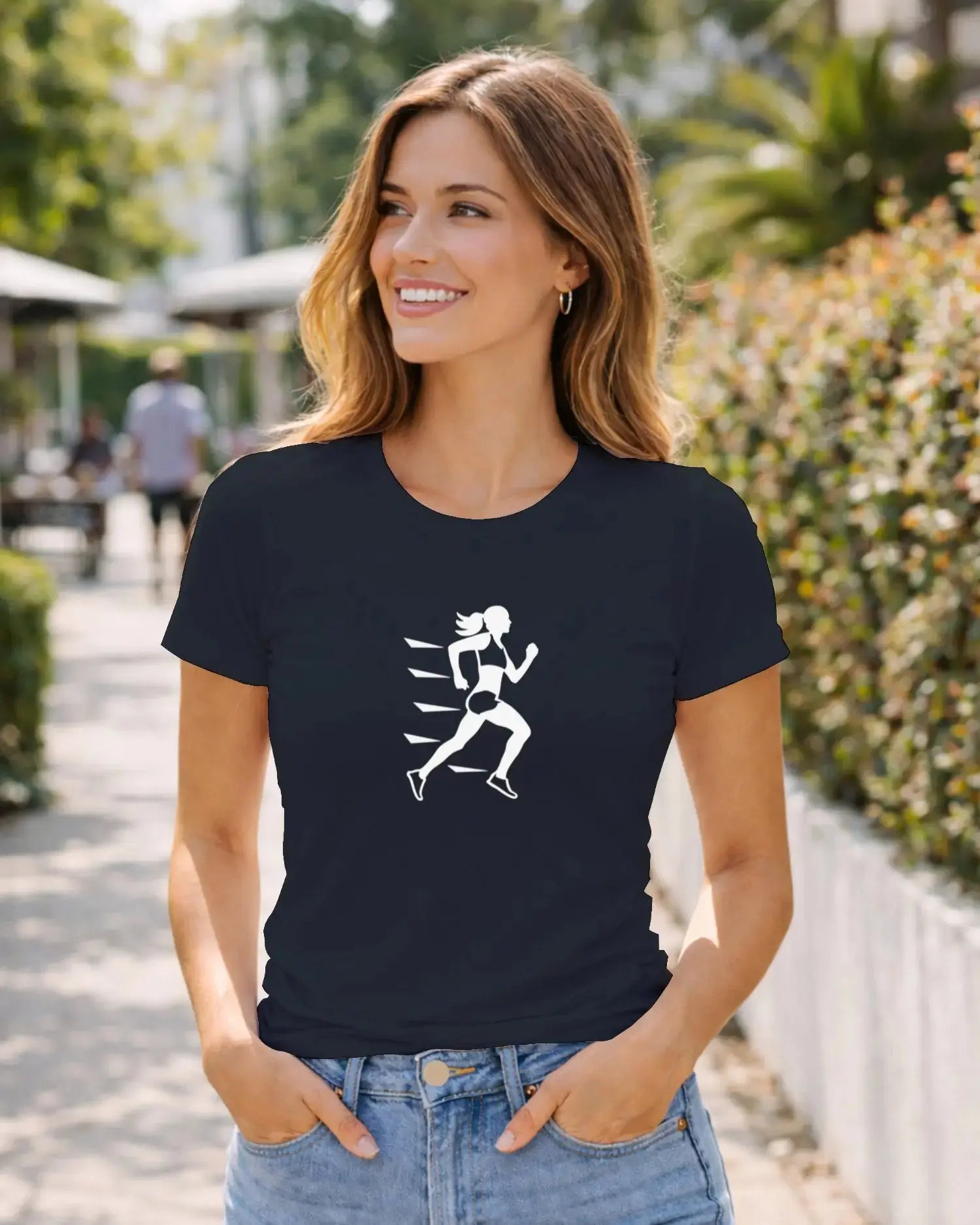 T shirt graphique femme running vitesse bleu marine 