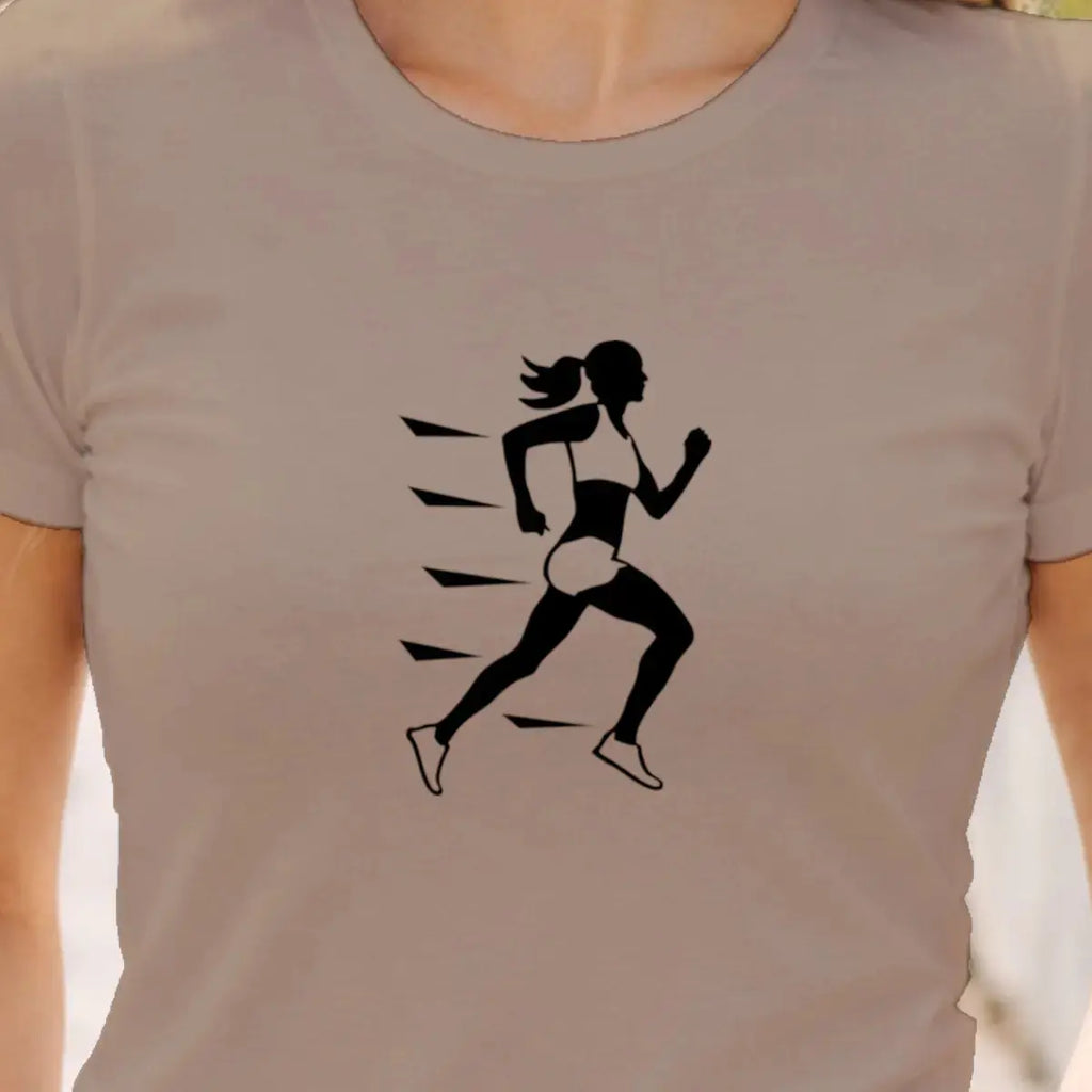 T shirt graphique femme running vitesse détail noir vue rapprochée T shirts et plus