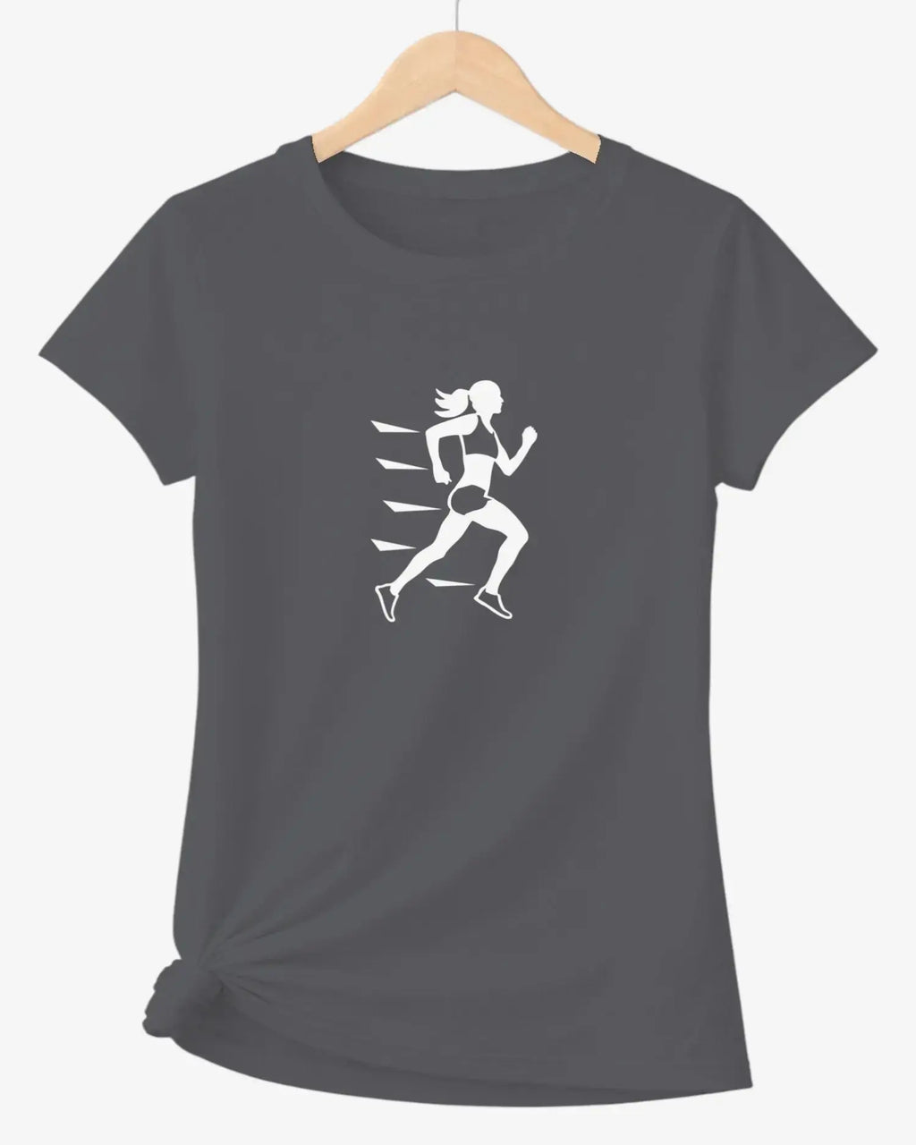 T shirt graphique femme running vitesse vinyle blanc vue à plat T shirts et plus