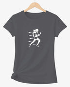 T shirt graphique femme running vitesse vinyle blanc vue à plat T shirts et plus