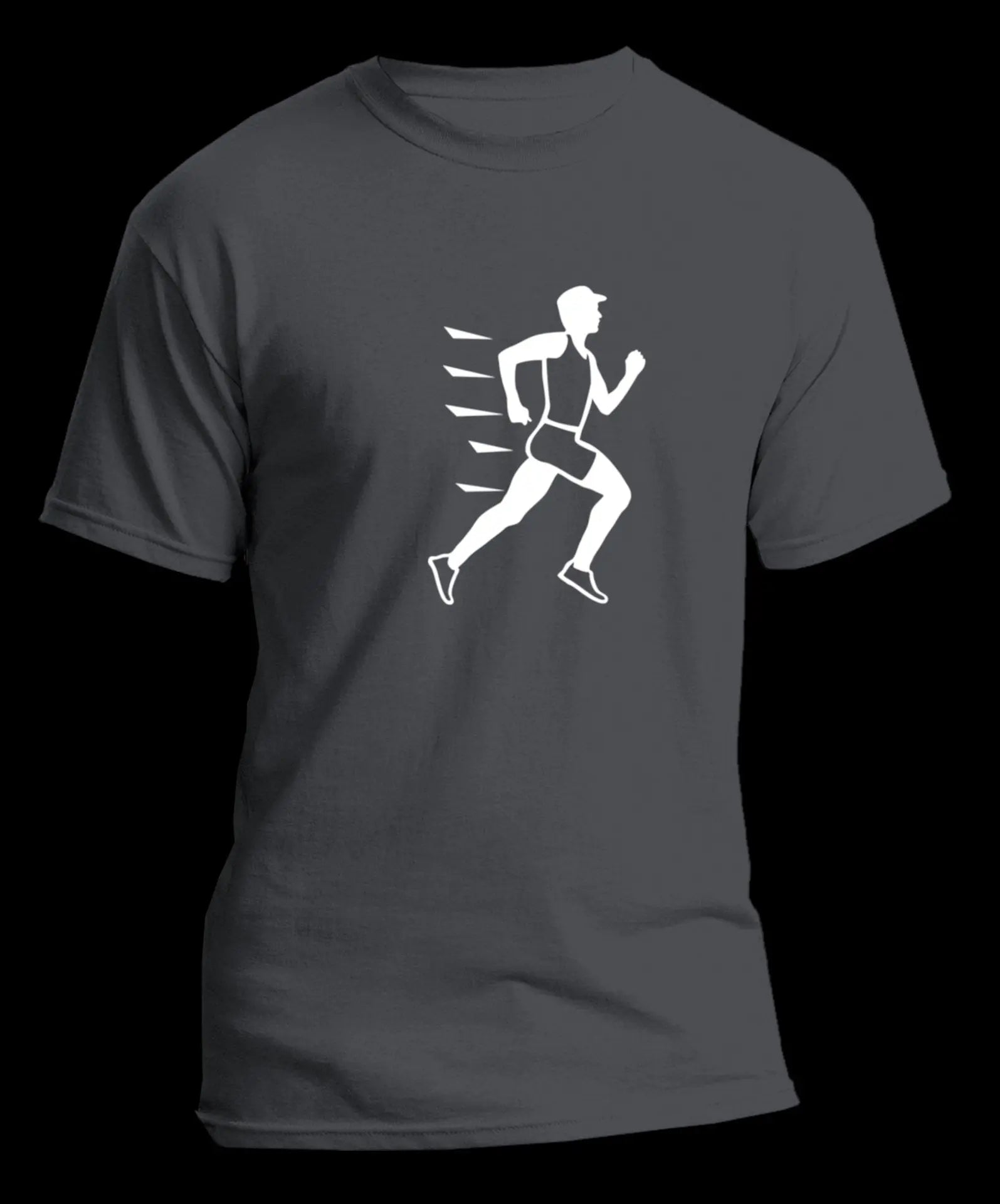 T-shirt graphique homme running vitesse vinyle blanc vue à plat T shirts et plus