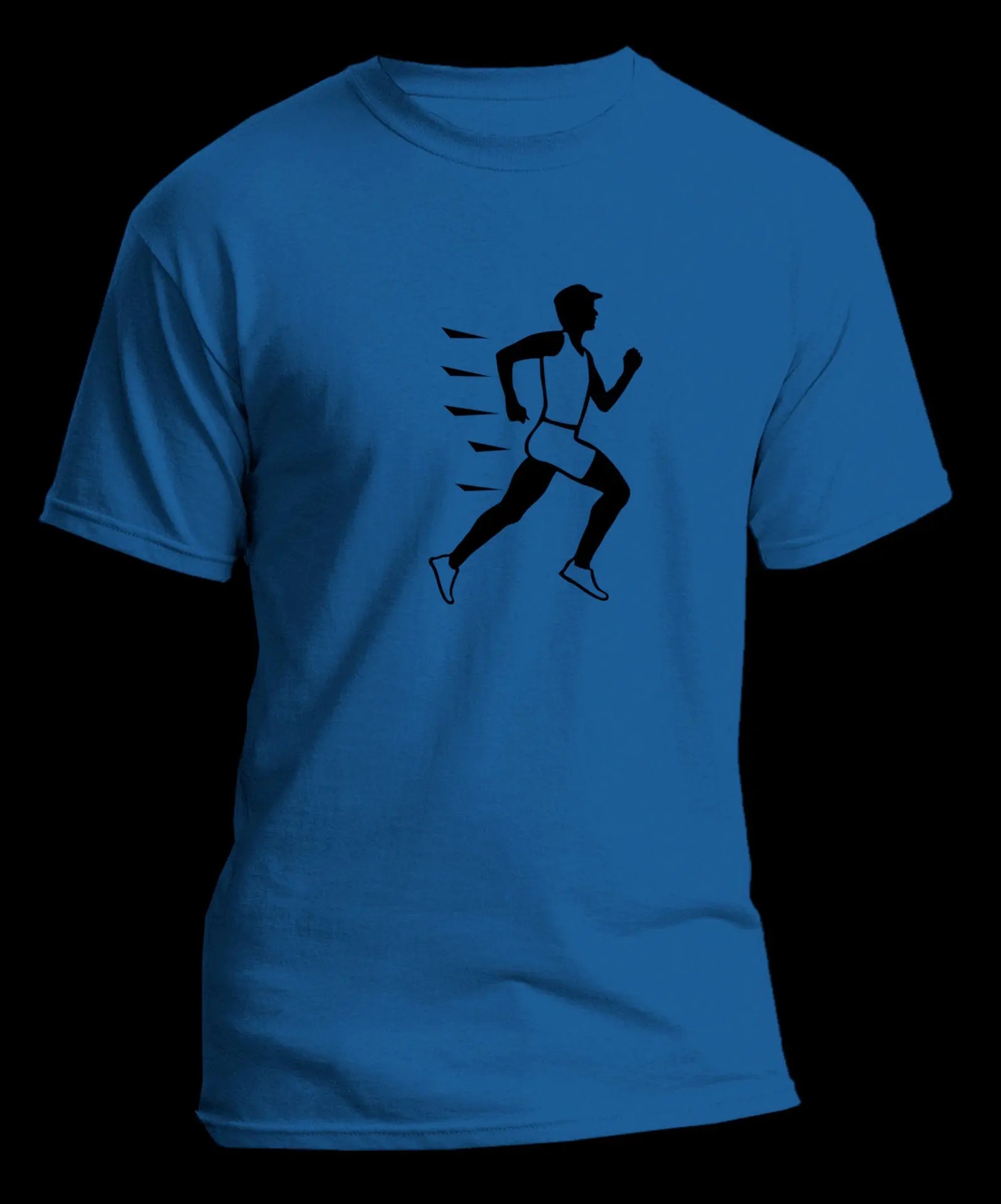 T-shirt graphique homme running vitesse vinyle noir vue à plat T shirts et plus