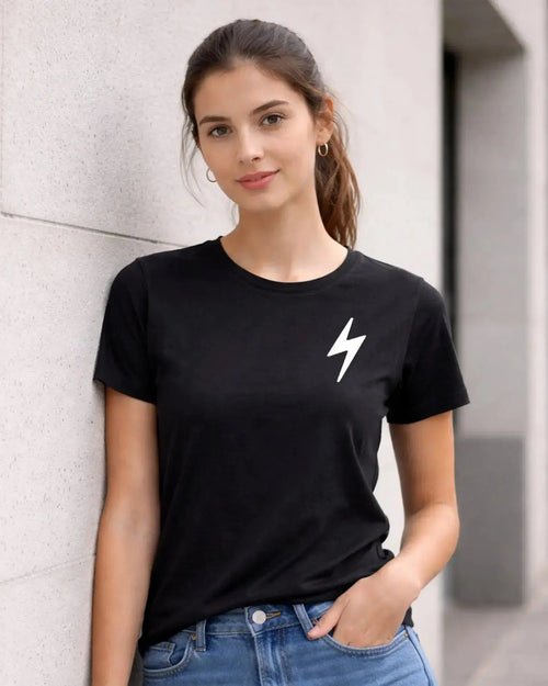 T-shirt bio femme Energy noir vue face T shirts et plus