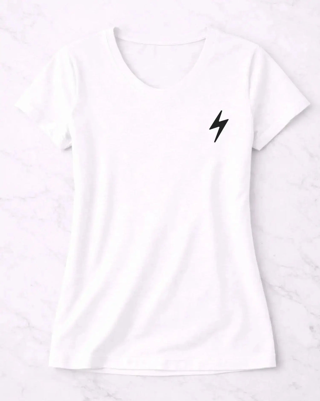 T-shirt bio femme Energy vinyle noir vue à plat 