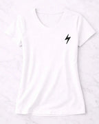 T-shirt bio femme Energy vinyle noir vue à plat 