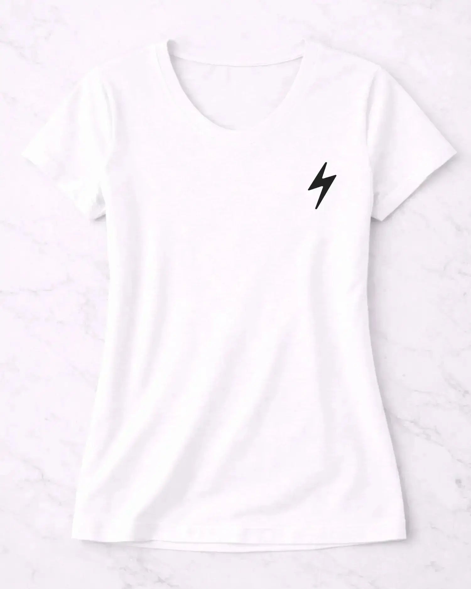 T-shirt bio femme Energy vinyle noir vue à plat 