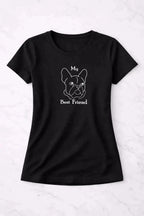 T-shirt femme bio MY BEST FRIEND vinyle blanc vue à plat - T Shirts et plus