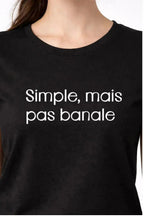 T-shirt bio femme Simple mais pas banale détail blanc zoom